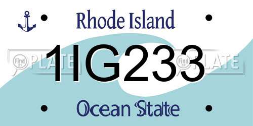 1IG233 Rhode Island License Plate