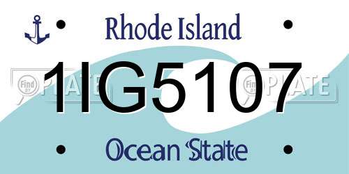 1IG5107 Rhode Island License Plate