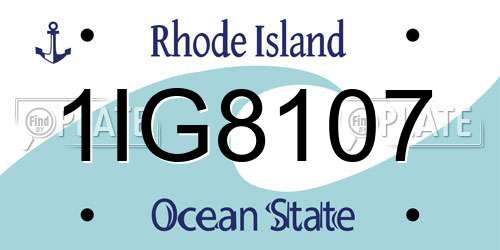 1IG8107 Rhode Island License Plate