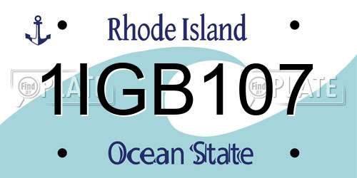 1IGB107 Rhode Island License Plate