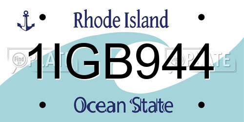 1IGB944 Rhode Island License Plate