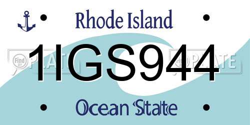 1IGS944 Rhode Island License Plate