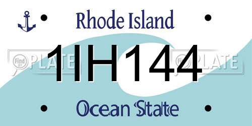 1IH144 Rhode Island License Plate