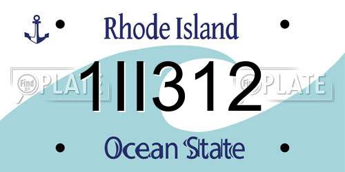 1II312 Rhode Island License Plate