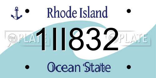 1II832 Rhode Island License Plate