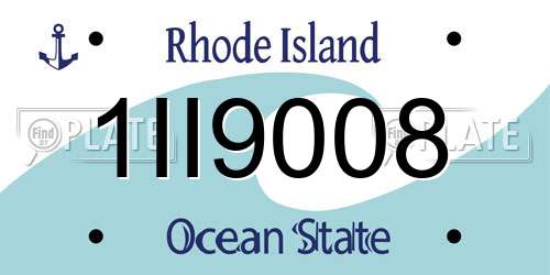 1II9008 Rhode Island License Plate