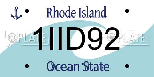 1IID92 Rhode Island License Plate