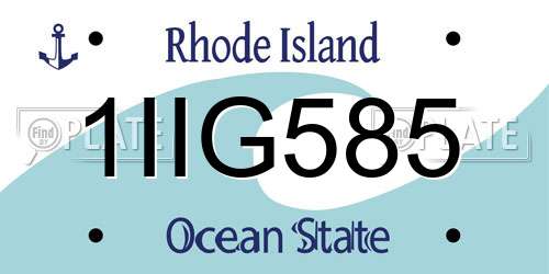 1IIG585 Rhode Island License Plate