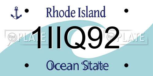1IIQ92 Rhode Island License Plate