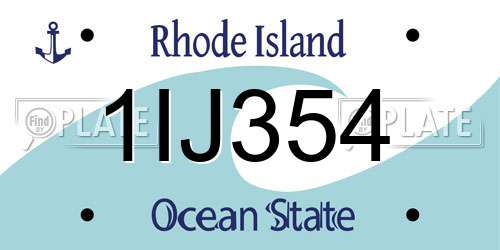 1IJ354 Rhode Island License Plate