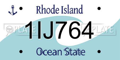 1IJ764 Rhode Island License Plate