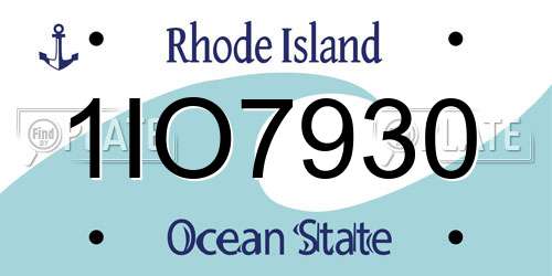 1IO7930 Rhode Island License Plate