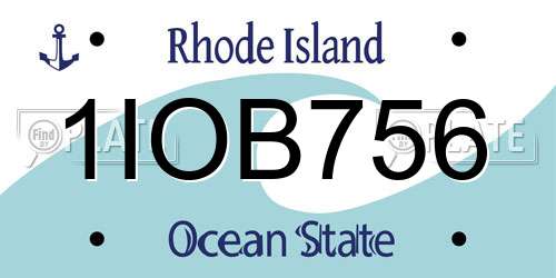 1IOB756 Rhode Island License Plate
