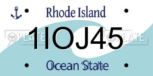1IOJ45 Rhode Island License Plate