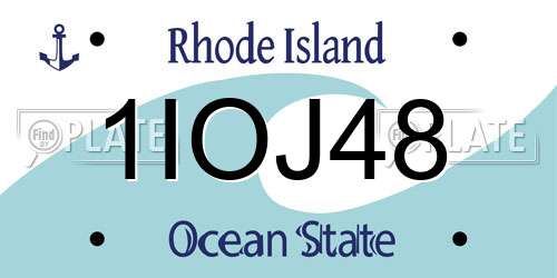 1IOJ48 Rhode Island License Plate