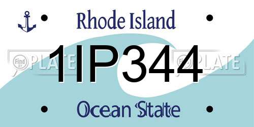 1IP344 Rhode Island License Plate