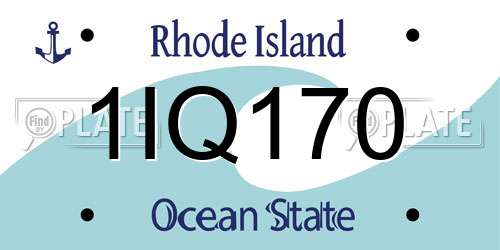 1IQ170 Rhode Island License Plate