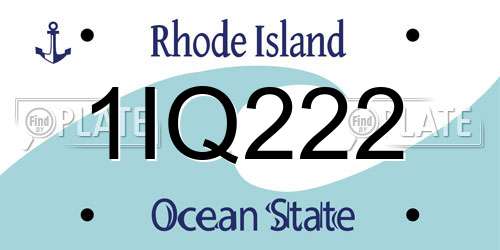 1IQ222 Rhode Island License Plate