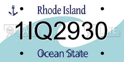 1IQ2930 Rhode Island License Plate