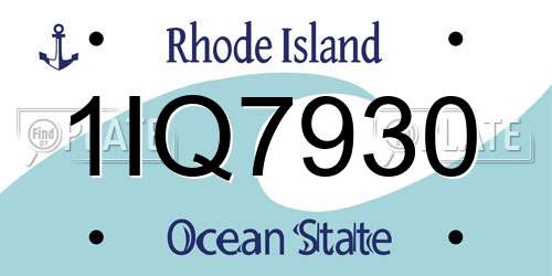1IQ7930 Rhode Island License Plate