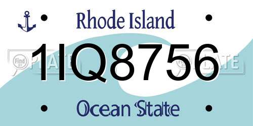 1IQ8756 Rhode Island License Plate