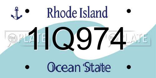 1IQ974 Rhode Island License Plate