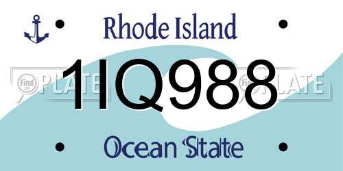 1IQ988 Rhode Island License Plate