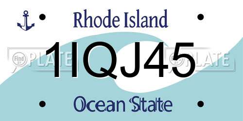 1IQJ45 Rhode Island License Plate