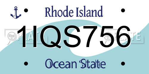 1IQS756 Rhode Island License Plate