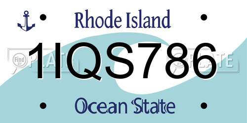 1IQS786 Rhode Island License Plate