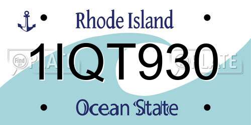 1IQT930 Rhode Island License Plate