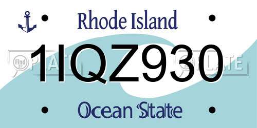 1IQZ930 Rhode Island License Plate