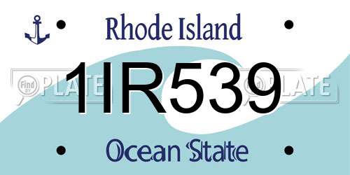 1IR539 Rhode Island License Plate