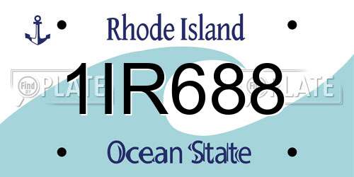1IR688 Rhode Island License Plate