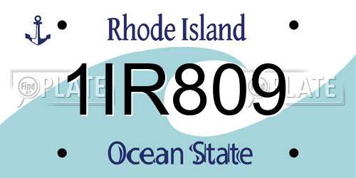1IR809 Rhode Island License Plate
