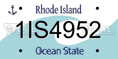 1IS4952 Rhode Island License Plate