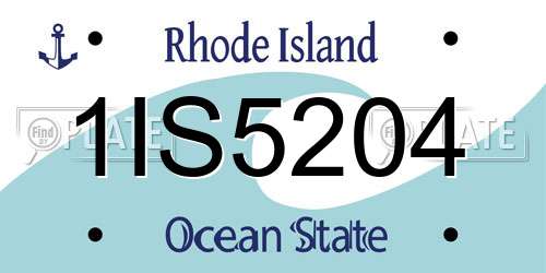 1IS5204 Rhode Island License Plate
