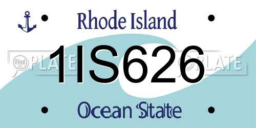 1IS626 Rhode Island License Plate