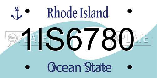 1IS6780 Rhode Island License Plate