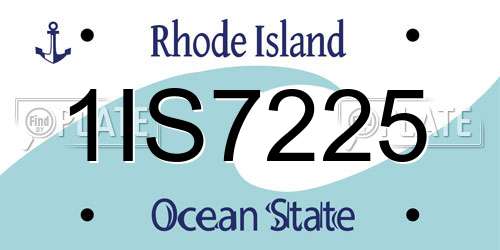 1IS7225 Rhode Island License Plate