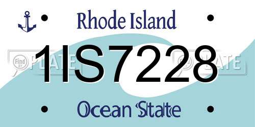 1IS7228 Rhode Island License Plate