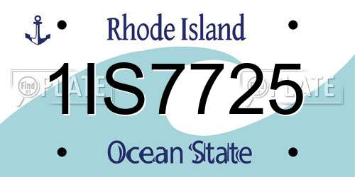 1IS7725 Rhode Island License Plate