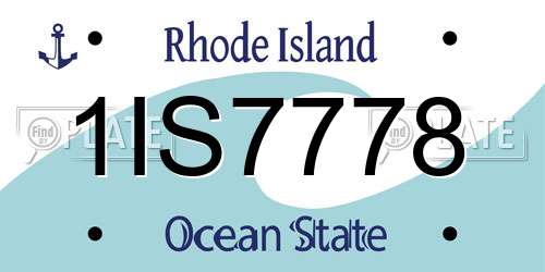 1IS7778 Rhode Island License Plate
