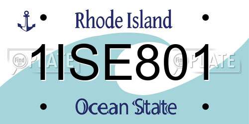 1ISE801 Rhode Island License Plate