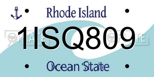 1ISQ809 Rhode Island License Plate