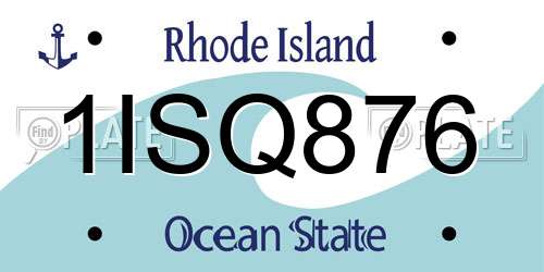 1ISQ876 Rhode Island License Plate