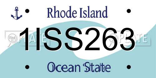 1ISS263 Rhode Island License Plate