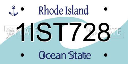 1IST728 Rhode Island License Plate