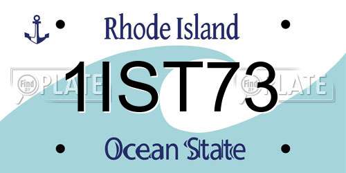 1IST73 Rhode Island License Plate