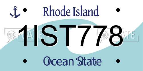 1IST778 Rhode Island License Plate
